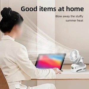 Mini Clip on Fan 4 Speed Misting Function 360 Degree Adjustable for Outdoors - Photo 1/14