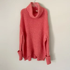 Suéter Pullover Anthropologie Moth Talla M Mezcla de Lana Coral Cuello Embudo Tortuga - Imagen 1 de 8