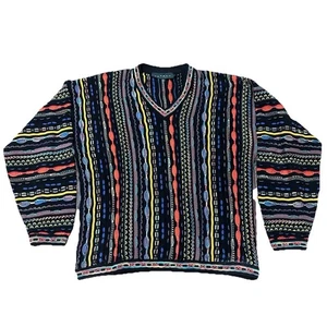 Vintage Tundra Coogi Style Struktur Pullover V-Ausschnitt Größe L - Bild 1 von 10
