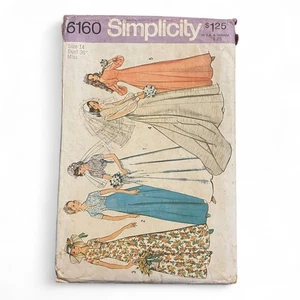 Simplicity 6160 Wedding Dress Pattern 1970s Vintage Sewing Misses Size 14 - Picture 1 of 2