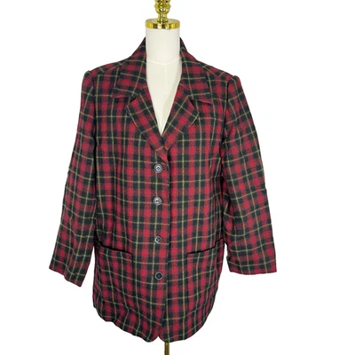 VTG White Stag Blazer Womens 20W Red Tartan Plaid Wool Blend Lined Preppy Office - Image 1 of 4