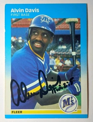 ALVIN DAVIS SIGNED AUTOGRAPHED 1987 FLEER BASEBALL CARD SEATTLE MARINERS AUTO - Image 1 of 4