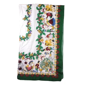 VTG Wilton Court Christmas Tablecloth 12 Days Of Christmas Green 100" x 60" EUC - Picture 1 of 12