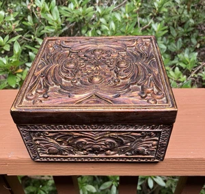 Signature Home Collection 6"x6" Embossed & Distressed Box/ Trinket, Jewelry - Picture 1 of 5