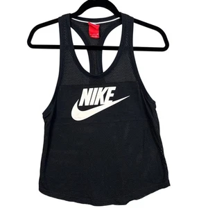 Nike Damen Mesh Racerback Tank Top Schwarz Größe S Sportler Freizeit Athleisure Retro - Bild 1 von 6