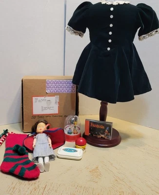 American Girl Molly's Green Velvet Christmas Dress and Presents TLC - Image 1 of 4