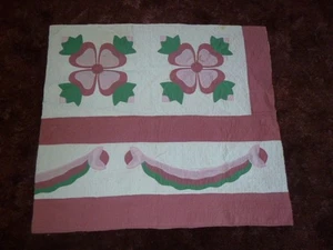 Antiker Quilt Rose of Sharon Blumenapplikation SCHNEIDER Quilt Vintage AS - Bild 1 von 7