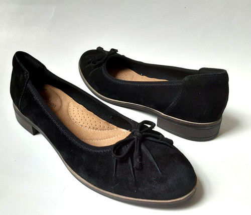 Flats Balletto Clarks Comfort Collection donna Trish Rhea nero pelle scamosciata US 7 5 M