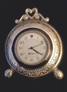 Charming 3" BRIGHTON HEART SHAPED TABLETOP DESK TRAVEL CLOCK NEW BATTERY - Picture 1 of 7