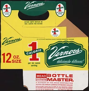 Vintage soda pop bottle carton VERNORS 1 Calorie Deliciously Different unused - Picture 1 of 5