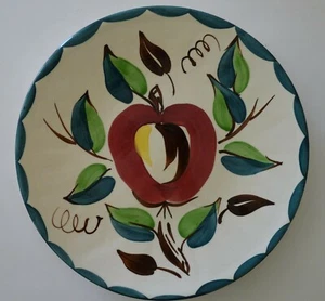 Plato vintage Purinton Slip Ware patrón manzana 11 7/8" con ribete verde - Imagen 1 de 4