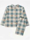 Bnwt Boys Age 5-6 Yrs Blue Teddy Bear Checked  Long Sleeves  Pyjamas Gift Set