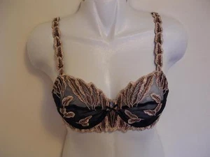 NEW Lise Charmel Full Cup Bra Black and Gold Leaves Embroidery Underwire 32C - Picture 1 of 8