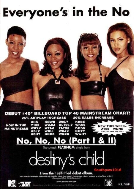 1998 Destiny's Child "No, No, No" Debut Release Music Industry Promo Reprint Ad - Image 1 of 1