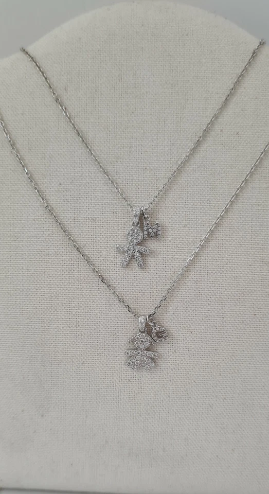 COLLANA CIONDOLO BEBE' BIMBO BIMBA PAVE' CON INIZIALE IN ARGENTO 925 CHARMS - Immagine 1 di 4