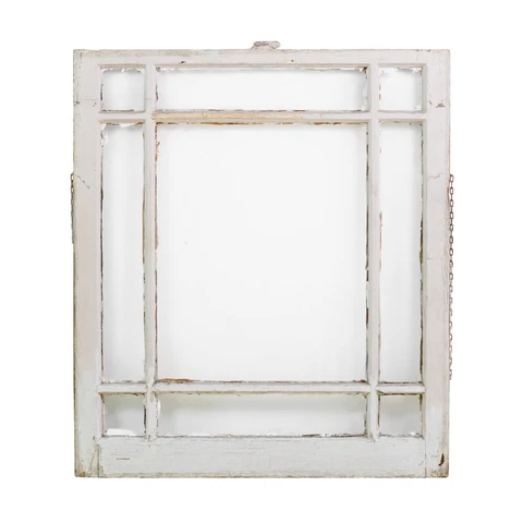 Antique Clear 9 Pane Queen Anne Pine Frame Window Cover