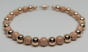 Bracciale magnetico lusso moda perline 6 mm oro rosa 14 carati polvere di stelle/liscio - Foto 1 di 8