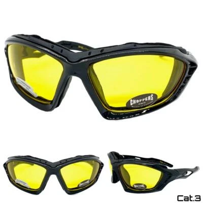 MOTOCICLETA Día Noche Montar Acolchado Protector Gafas Gafas HD Lente Amarilla Foto 1 de 4
