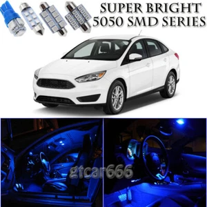 For Ford Focus 2012-2016 Blue LED Interior Light Kit + License Plate Light 9PCS - Picture 1 of 9