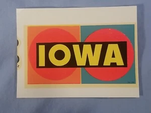 Vintage IOWA Water Dip Decal Transfer Sticker Lindgren Turner - Picture 1 of 3
