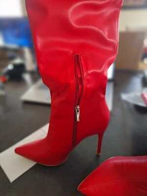 Женские красный лакированная кожа бедра высоты загрузки, размер 8 - Изображение 1 из 4