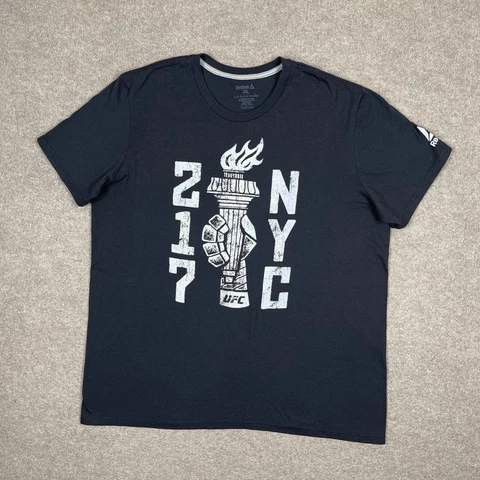 UFC Shirt Mens 2XL Black Short Sleeve Performance Logo Spell Out Reebok 217 NYC Cover