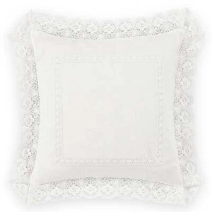 Laura Ashley Annabella Cotton White Throw Pillow-18X18 - Picture 1 of 8