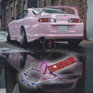 Neo Chrome Rabbit JDM Ring Tsurikawa Subway Car Handle Strap -Red Clouds Nylon 1 - Picture 1 of 8