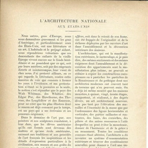 L'Architecture Nationale aux Etats-Unis - - Article Coupure de presse 1900 - Picture 1 of 4