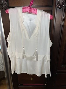 MARIE OLIVER Peplum Top 100% Silk Size L - Picture 1 of 8