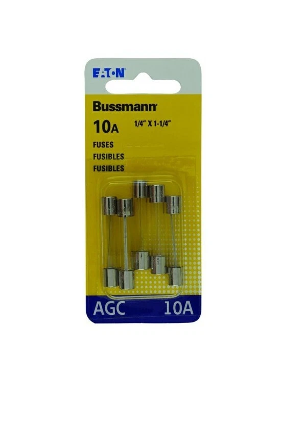 Bussmann Buss 10 amps 250 volts AGC Automotive Fuse Glass Tube 5pk BP/AGC-10-RP - Image 1 of 1