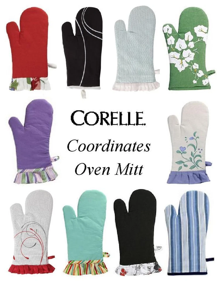 CORELLE Coordinates INSULATED Kitchen BBQ OVEN MITT 13.5 x 7 *PICK Your PATTERN - Image 1 of 1