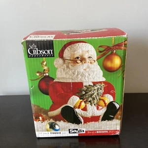 Vintage Weihnachtsmann Keksdose Gibson Keramik 10" 1997 Weihnachten Urlaub mit Box - Bild 1 von 4