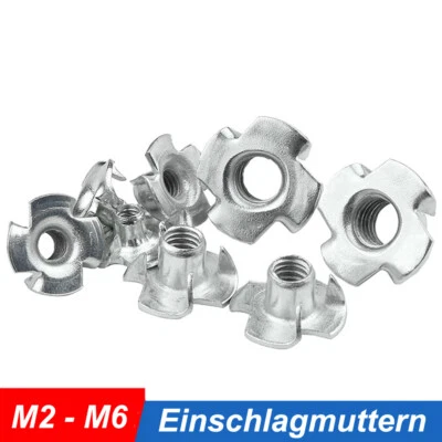 Einschlagmuttern M2 M3 M4 M5 M6 Einschlag Gewinde Holz Einschlagspitzen - Bild 1 von 4