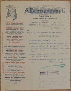 LETTERA DITTA A. BERTOLOTTO SAVONA ARTICOLI DISEGNO CANCELLERIA 1925 DRAWING - Foto 1 di 1