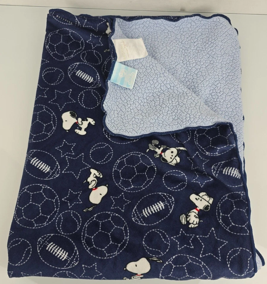Manta deportiva para bebé Snoopy originales para dormir pelotas fútbol fútbol béisbol estrella Foto 1 de 4