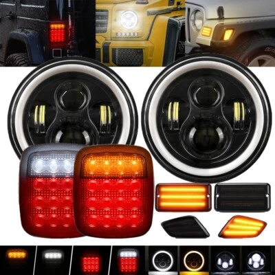 7-дюймовые светодиодные фары + задние фонари + габаритный фонарь для Jeep Wrangler TJ 1997-2006 - Изображение 1 из 4