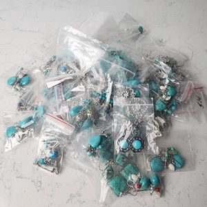 Lot of 60+ Silver Tone & Turquoise Earrings - Picture 1 of 9