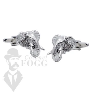 Afrikanischer Elefantenkopf versilbert Manschettenknöpfe mit Präsentationsbox - Bild 1 von 1
