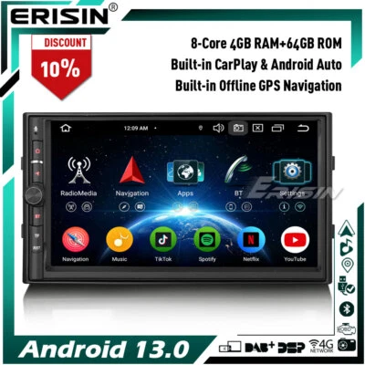 8-Core 64GB Android 13 2 DIN Autoradio DAB+CarPlay Nissan Wifi IPS OBD BT5.0 DSP - Immagine 1 di 4