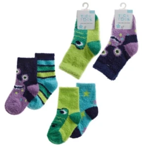 Baby Boys 2 Pack Monster Design Cosy Socks Green Purple - Picture 1 of 1