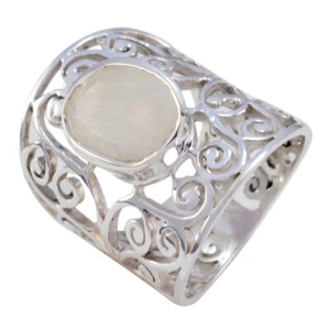 Rainbow Moonstone 925 Sterling Silver Ring Homespun Jewelry For Engagement US - Picture 1 of 5