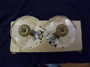 Pair of Vintage Multifaceted Glass Drapery Holdbacks (3" Diameter with 3" Stem) - Picture 1 of 4
