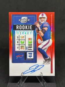 Boleto de novato Jake Fromm 2020 Donruss Optic RPS rojo automático/199 #142 Buffalo Bills - Imagen 1 de 2