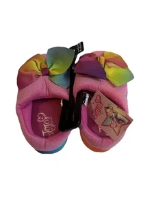 NOS Nickelodeon JoJo Siwa Rainbow Bow Plush House Shoes Slippers Girls 11/12 - Picture 1 of 3