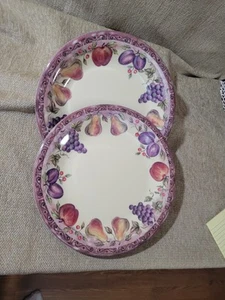2- J.C. Penney Dinner Plates 11" Fruit Pattern ** Melamine Country Farmhouse - Picture 1 of 4