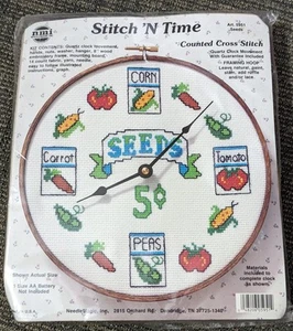 Wall Clock Counted Cross Stitch Kit Vegetable Pattern Time Seeds 5951 Gardening - Picture 1 of 2