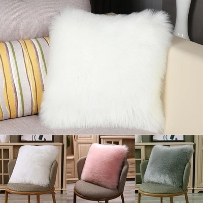 Pack of 2/4 Faux Fur Fluffy Cushion Covers Throw Decorative Square Cushions Case - Image 1 of 4