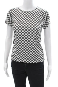 Rag & Bone Women's Round Neck Short Sleeves Check Basic T-Shirt Black Size S - Picture 1 of 6