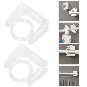 Soporte de gancho giratorio de 4 piezas Soporte de barra autoadhesivo para cortinas de ducha - Imagen 1 de 12